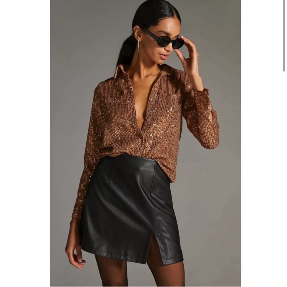 By Anthropologie sequin collar blouse